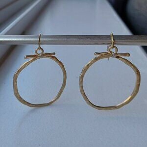 Gold Tone Hoop Drop Earrings